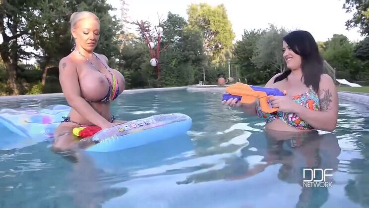 [DDFBusty] - Leanne Crow and Delz Angel - Poolside Fun with Huge Gazongas - Leanne Crow - Delz Angel