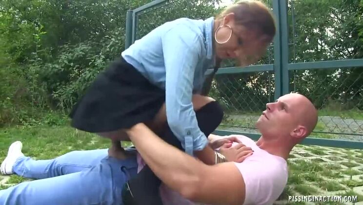 Cumshot and Piss Outdoor with Bella