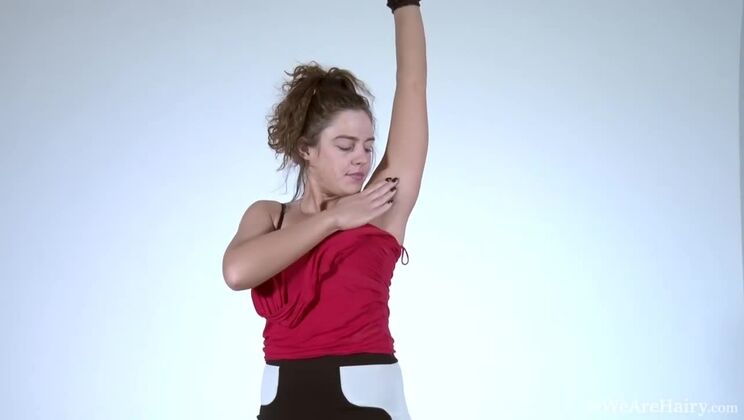 Uncovering Dominique's Hairy Body with aSexy Lingerie Strip