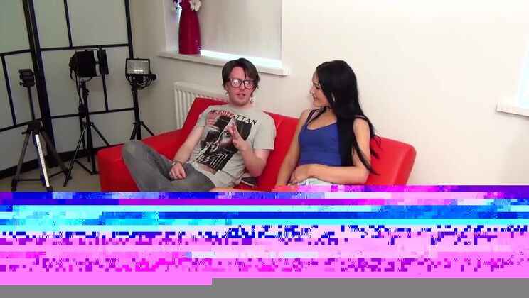 Carmel Cox Brunette Gives Nerd A Cumshot Facial