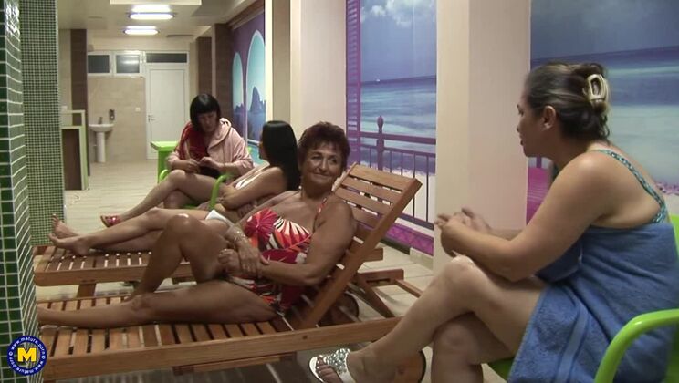 Ana Bela Relaxing with Friends in the Sauna