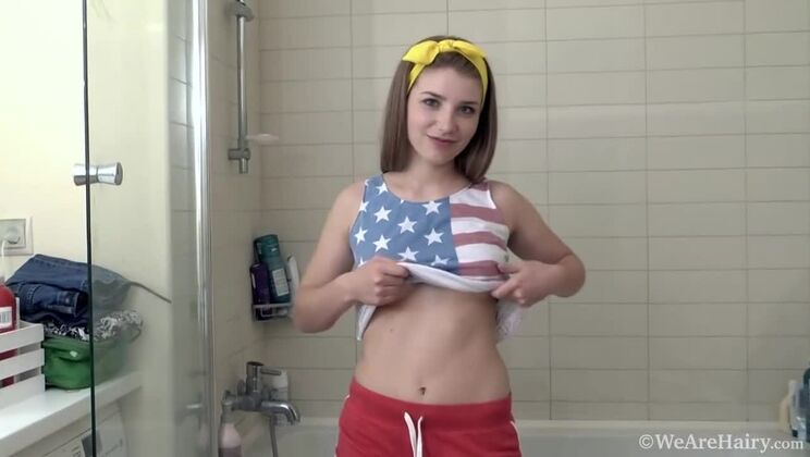 Gunita's Shower Striptease: Hairy and Naked