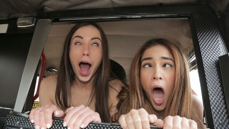 Cheeky Lesbos in Car - Blowjob and Fuck