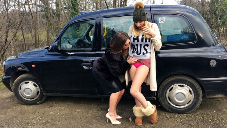 Big Tits Amateur Blonde In Car Lesbian Action