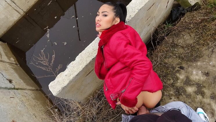 Thai Lady's Cowgirl Ride in Public