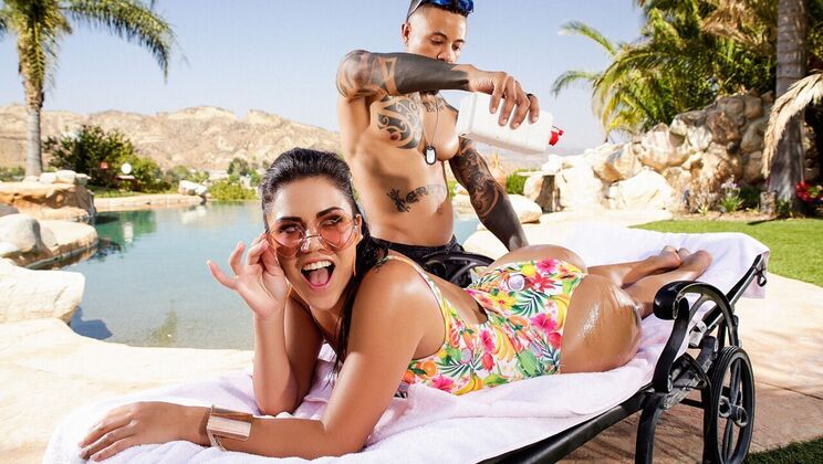 [MonsterCurves] - Reverse Cowgirl by the Pool with Eddie Jaye