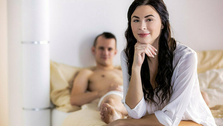 Kissing And Licking Brunette's Nipples