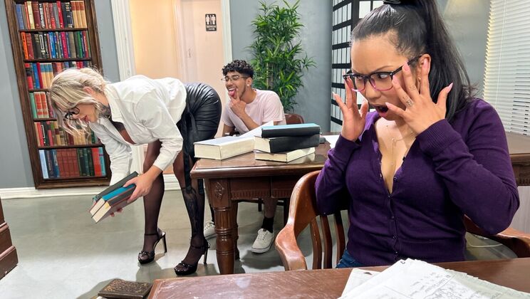 [LilHumpers] - Cumshot in the Library with Blonde and Brunette