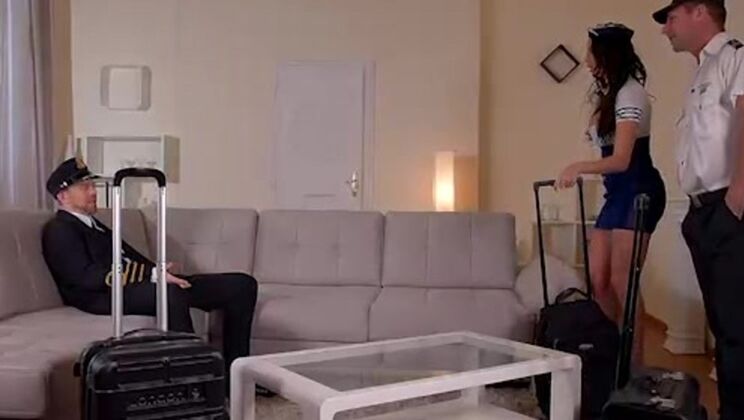 [PornWorld] - Hardcore Hotel Encounter with 2 Pilots and a Stewardess
