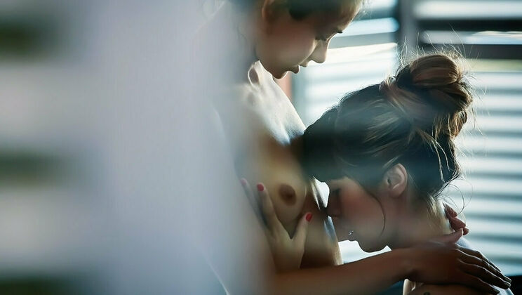 Shrima and Mona's Voyeur Lesbian Kissing Adventure