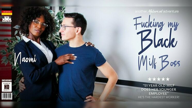 Naomi, a German office boss, gets titty fuck and cum in mouth from Max