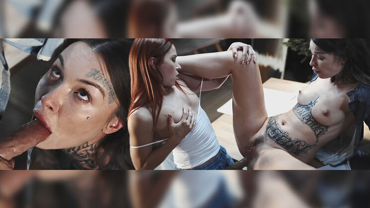 [FutanariXXX] - Redhead and Brunette in a Blowjob Bonanza - Tabitha Poison - Clemence Audiard