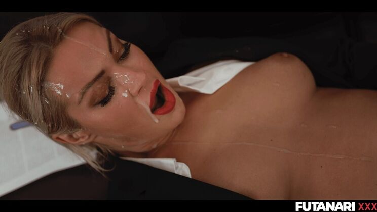 Sexy Businesswoman Cherry Kiss Pleasing Herself