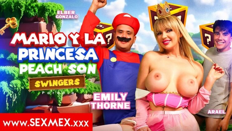 Mario and Princess Peach Swingers - Emily Thorne in Big Tits, Brunette, Threesome Scene