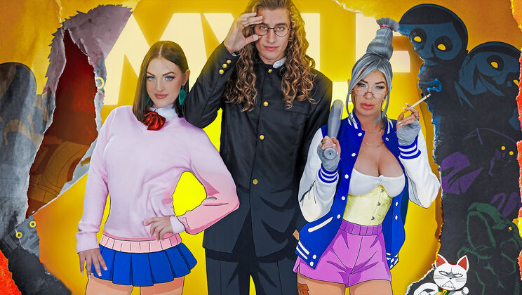 [BadMilfs] - Older MILF & Young Girl Fuck Possessed Boyfriend’s Ghost Away!