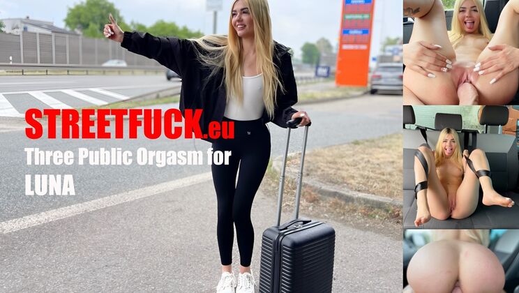 [StreetFuck] - Three Orgasms in Public: Luna BBunny Rides and Gets Rimmed - Marcello Bravo - Luna Bbunny