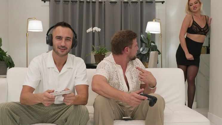 Hung Neighbours Devour Blonde Cherry Kiss in Rough Double Penetration Session GP3119