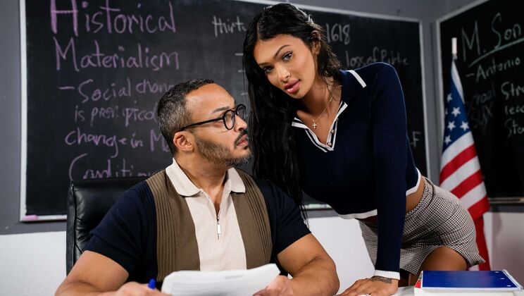 [TransSensual] - Brunette Teacher Victoria Grant Takes Big Black Cock Interracial Sex - Dillon Diaz - Victoria Grant